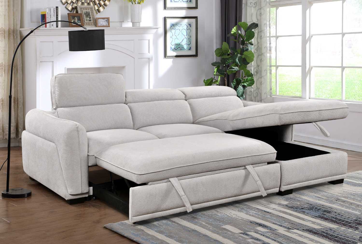 Sectional Sofa Bed Soft Light Grey 9005 / 9006