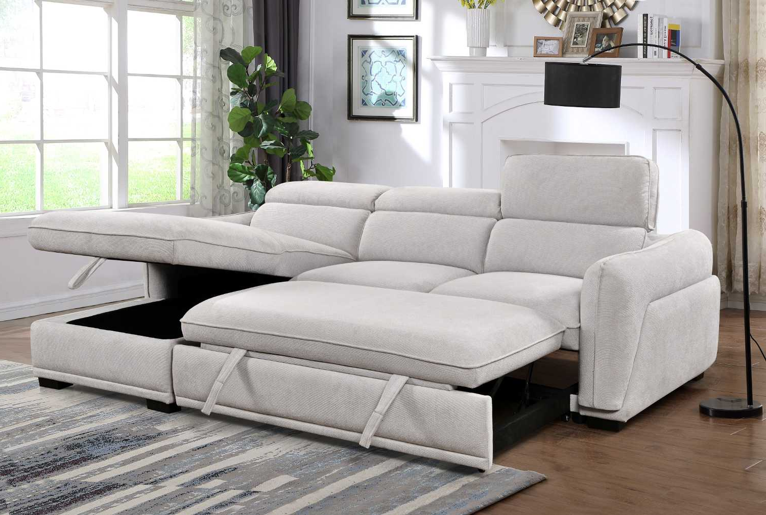 Sectional Sofa Bed Soft Light Grey 9005 / 9006