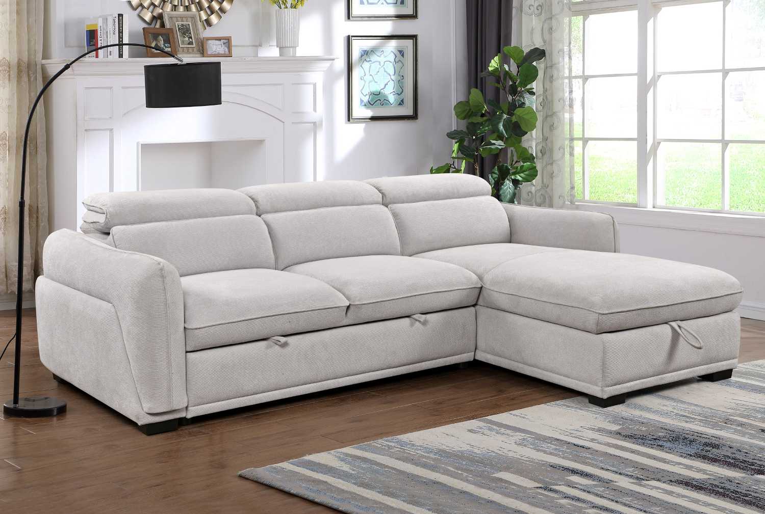 Sectional Sofa Bed Soft Light Grey 9005 / 9006