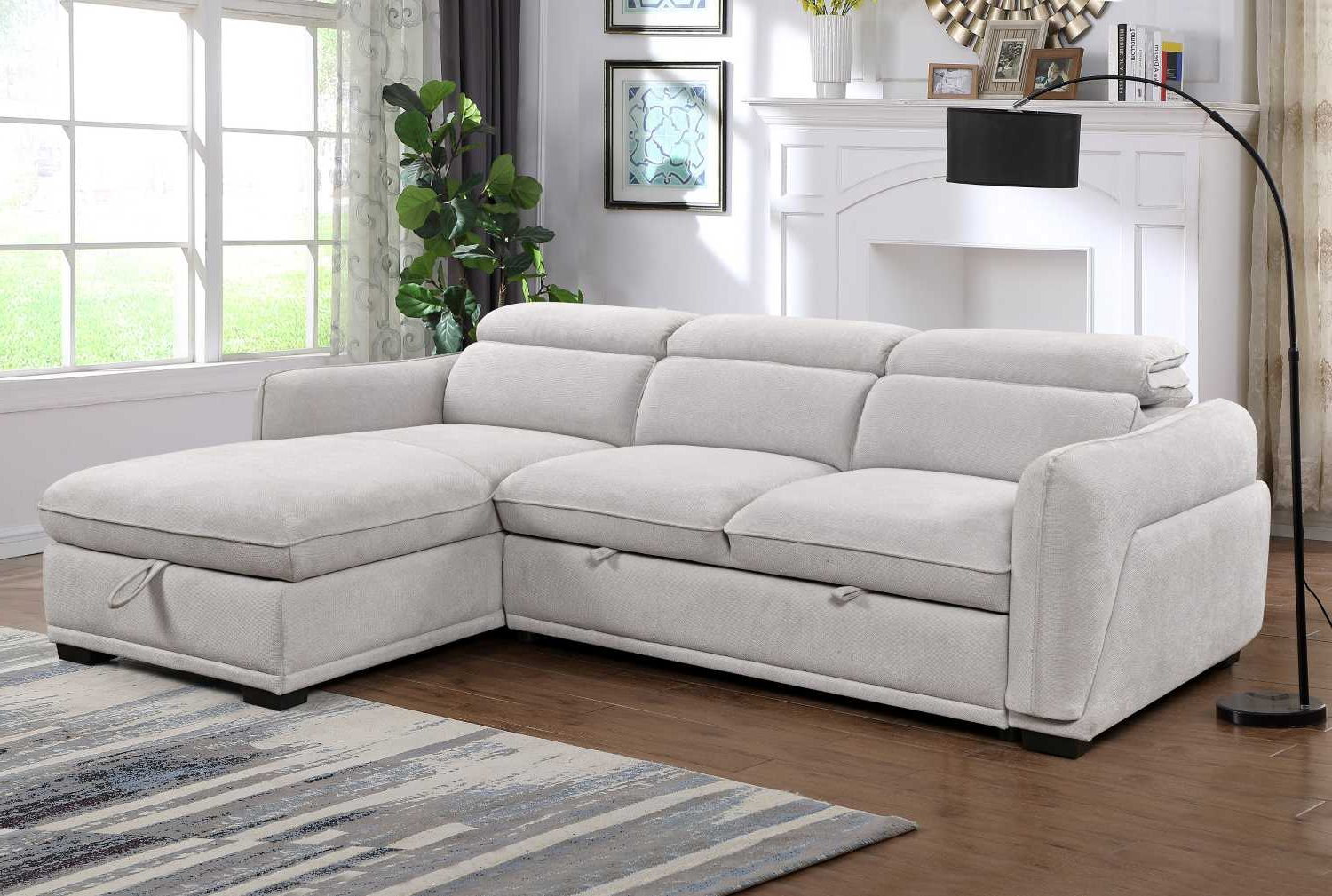 Sectional Sofa Bed Soft Light Grey 9005 / 9006
