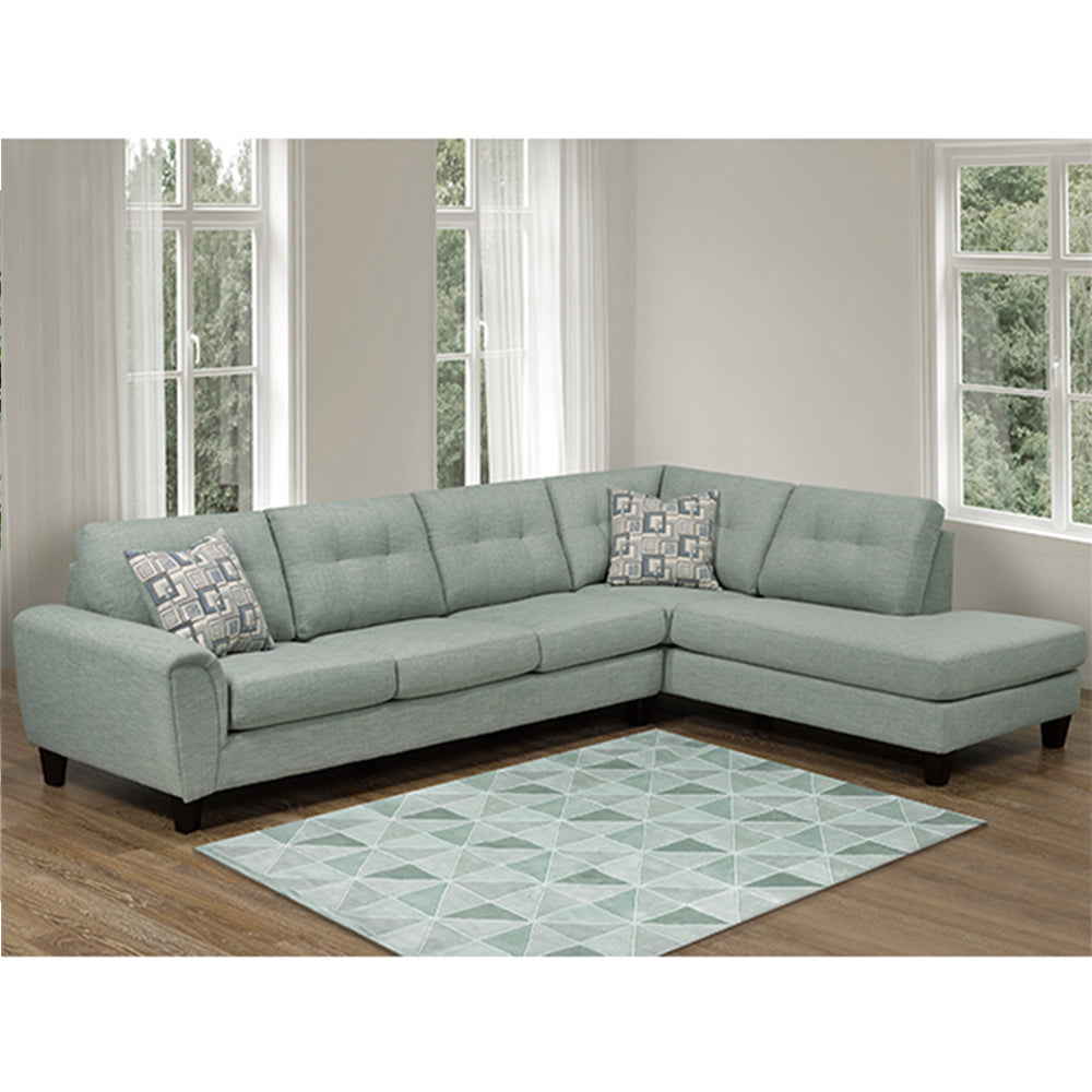 Canadian Made Jaden Collection Fabric Sectional Sofa in Truffle Sage 9825