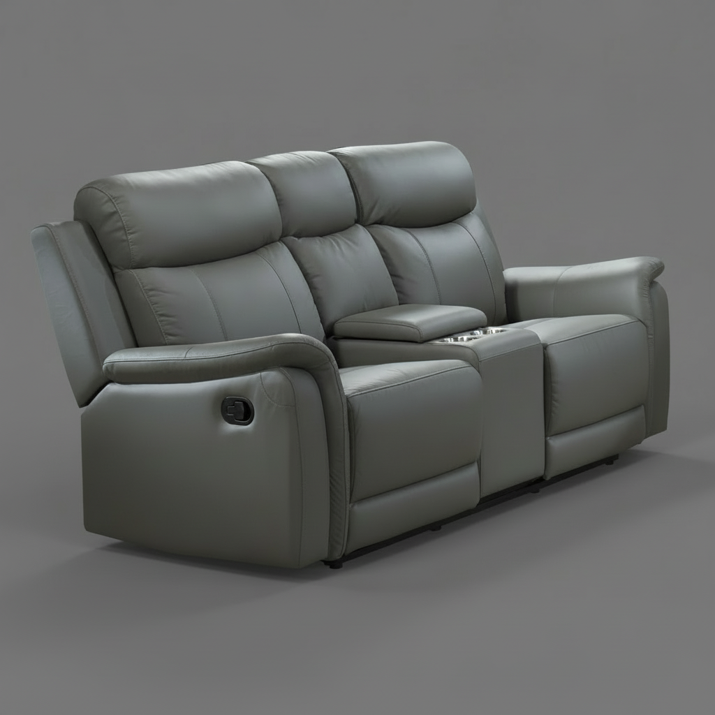 Cyrus Top Grain Leather Reclining Loveseat Grey 99840