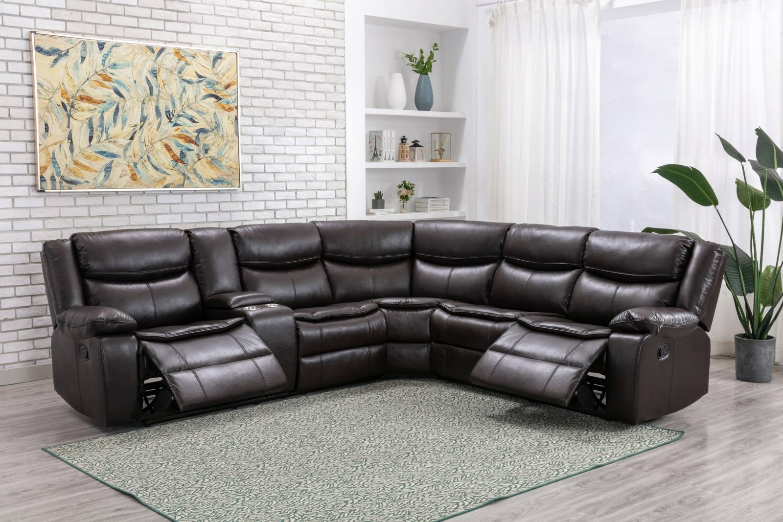 Darnell Reclining Sectional with Left Side Console 99918BRWSSL