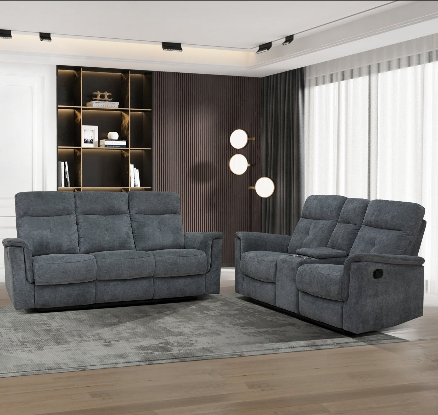 Grey Fabric Ellesmere Reclining Sofa Collection 99944GRY
