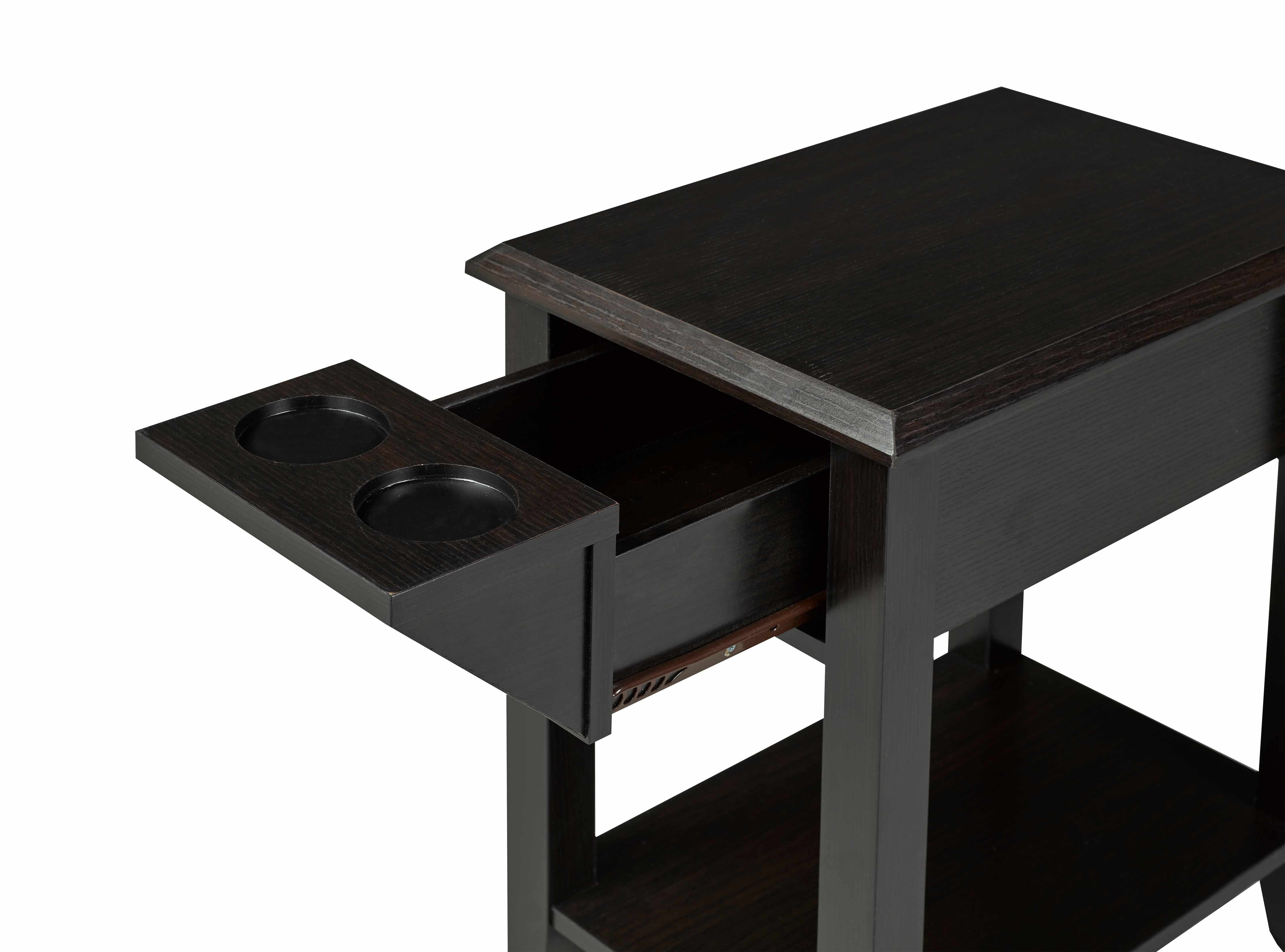 Dark Cherry Accent Table With Storage Drawer And Cup Holder 172120