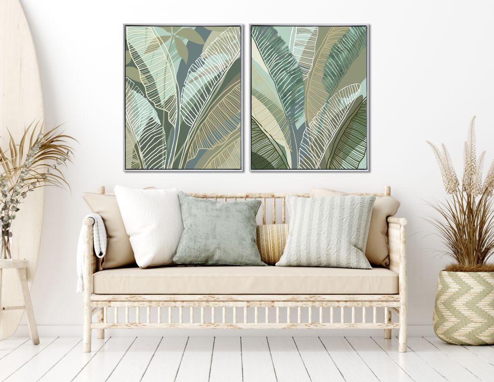 Tropical Botanical 2 PC Floating Frame