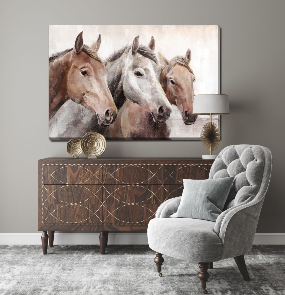 Stallion Trio Canvas Art 32" x 48"