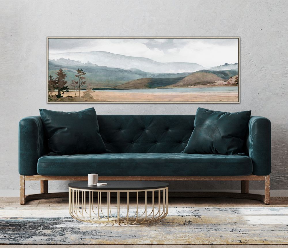 Teal Lake Canvas Art 20" x 60"