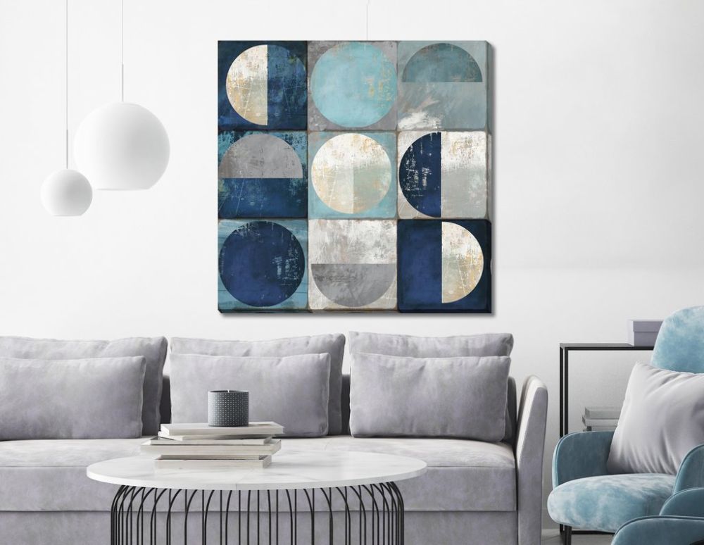 Teal Crescent Canvas Art 36" x 36"