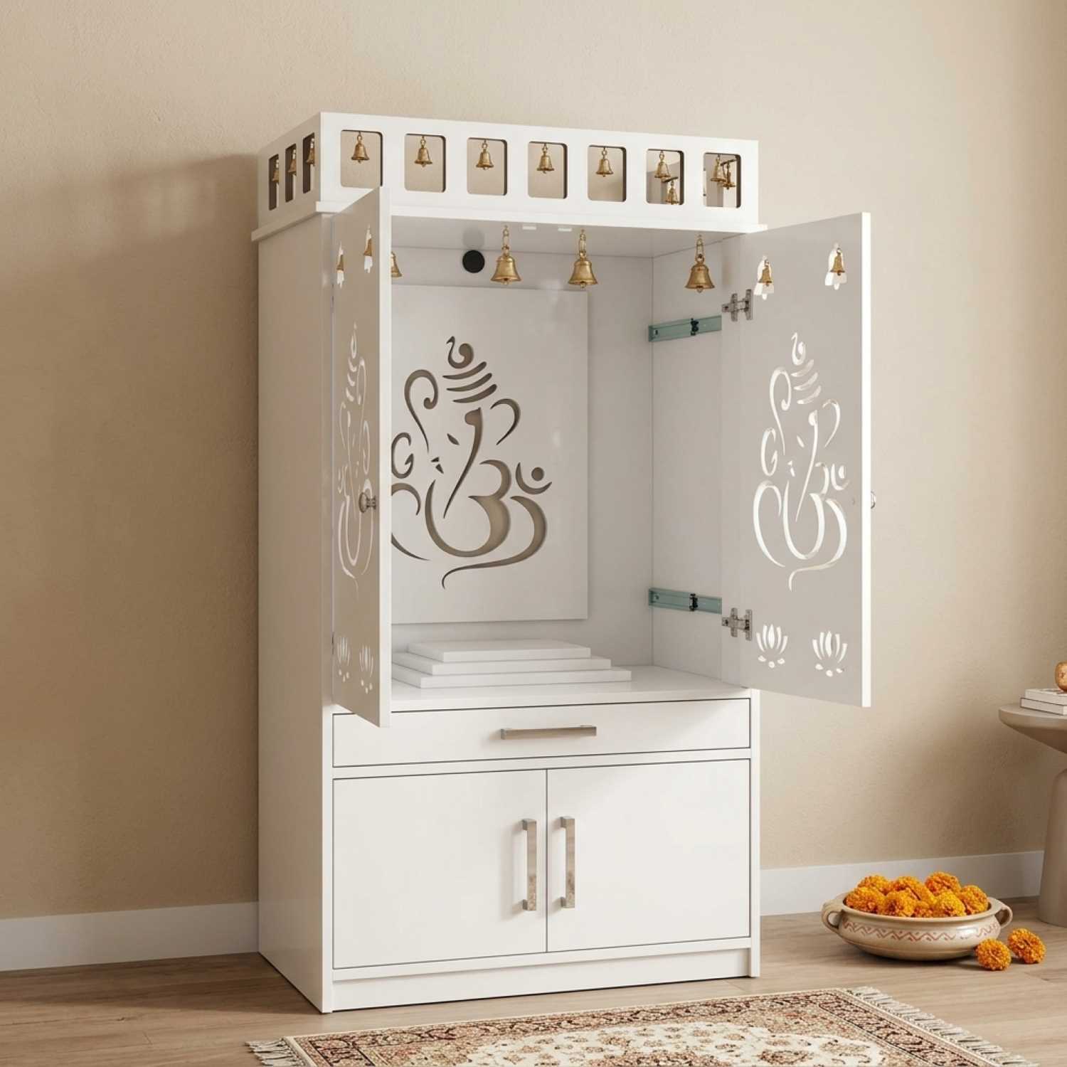Aira Canadian Made Pooja Unit with Pocket Door