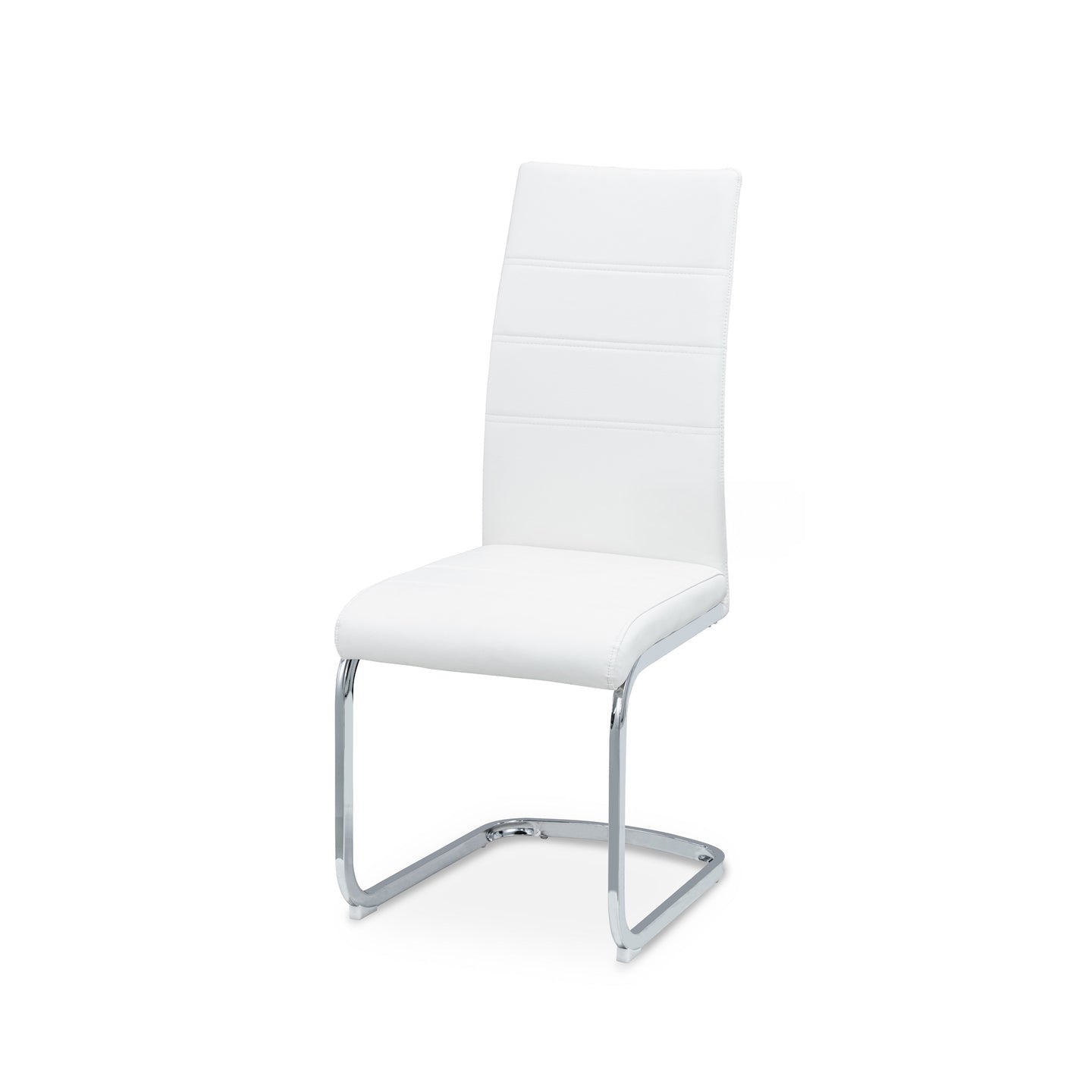 Alina White Dining Chair with Chrome Base - Set of 4