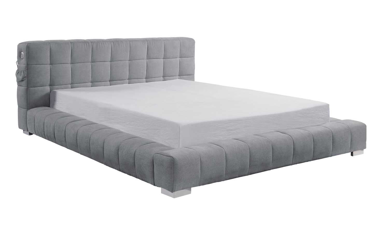 Alina Bed With USB Ports Light Grey 5780