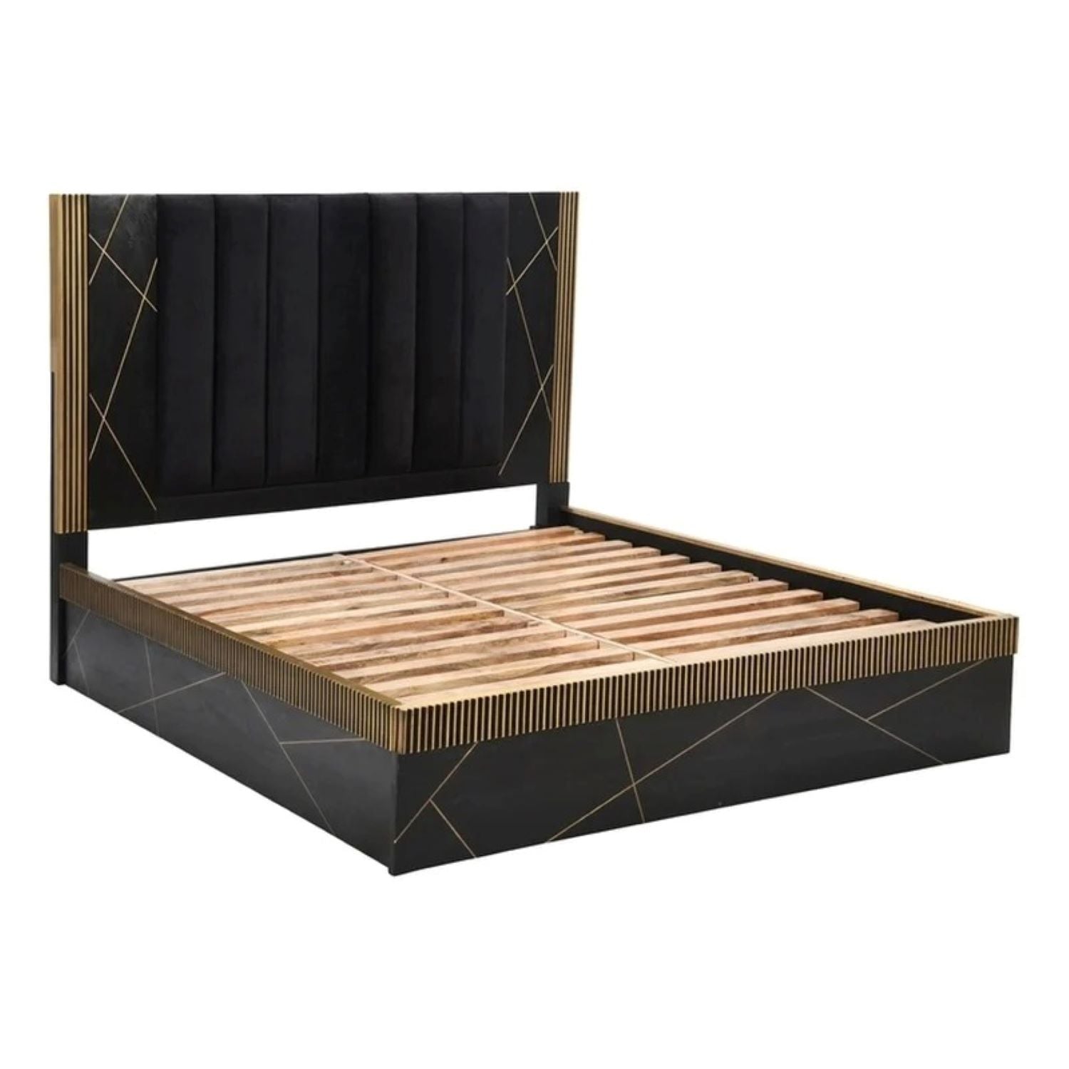 Allure Solid Wood Bed with Upholstered Headboard 1671