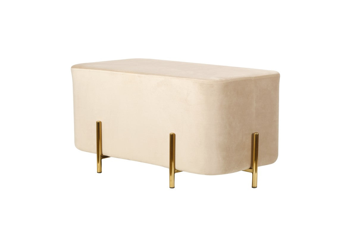Allure Beige Fabric Ottoman With Metal Base 2302