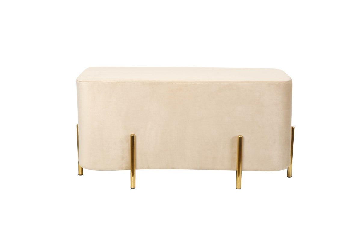 Allure Beige Fabric Ottoman With Metal Base 2302