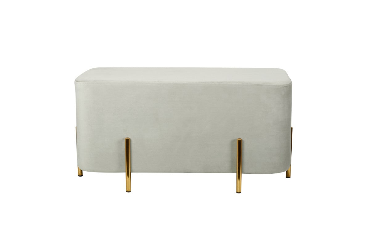Allure Grey Fabric Ottoman With Metal Base 2303