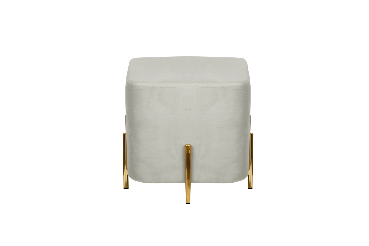 Allure Grey Fabric Ottoman With Metal Base 2303