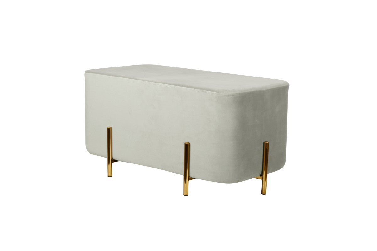 Allure Grey Fabric Ottoman With Metal Base 2303