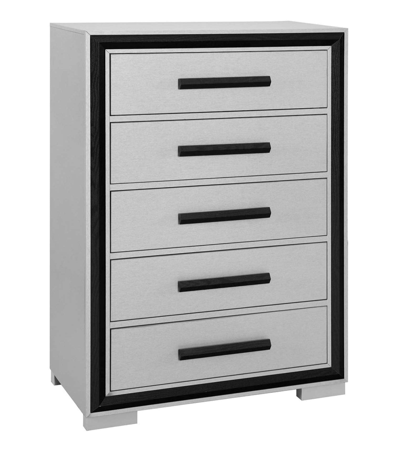 Amelia Silver & Black Bedroom Set with Upholstered Headboard