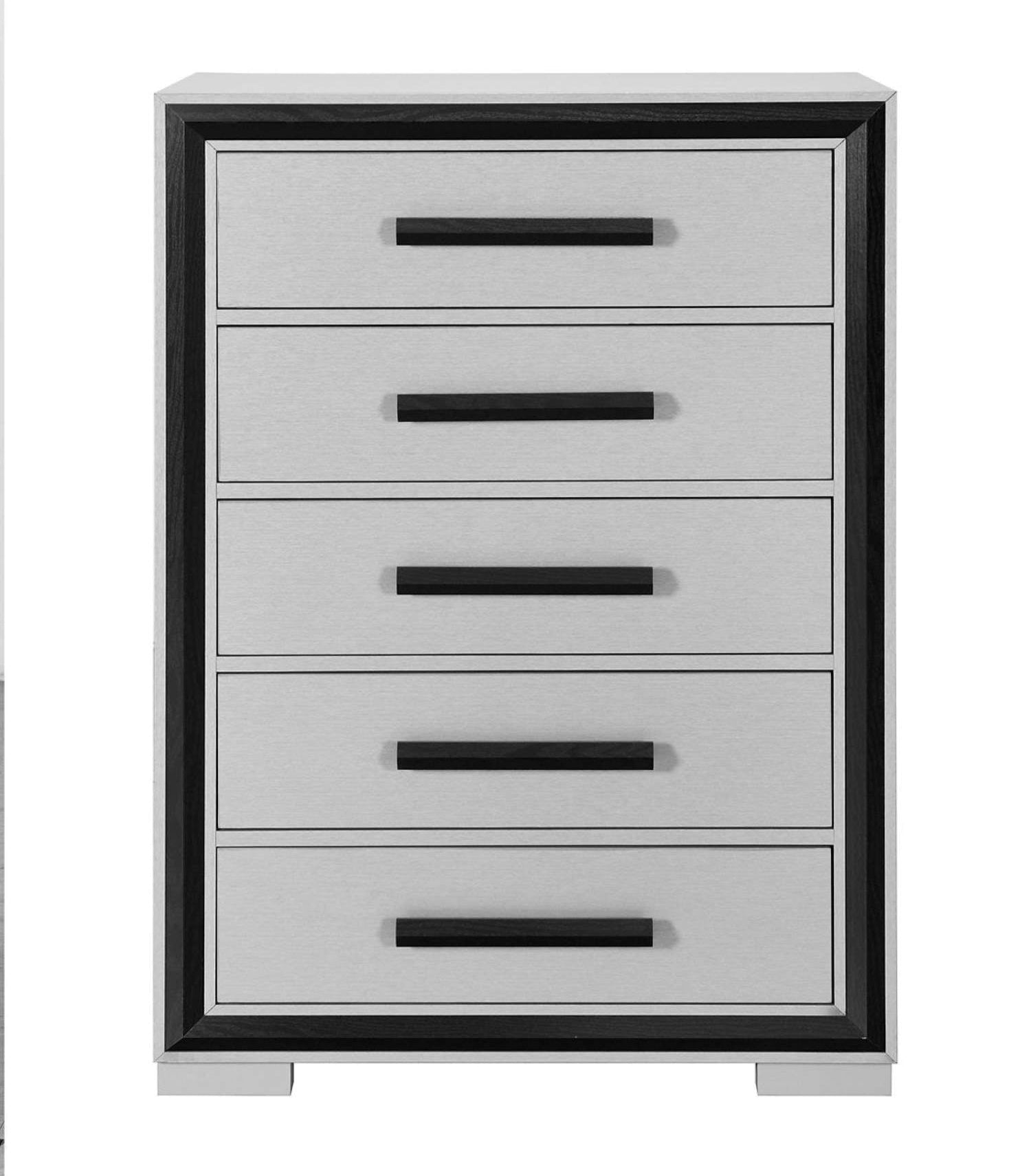 Amelia Silver & Black Bedroom Set with Upholstered Headboard