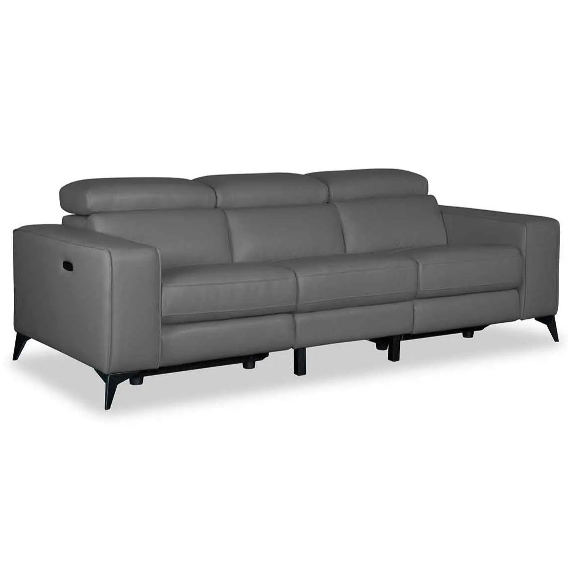 Amiyah Dual Power Genuine Leather Recliner Sofa Dark Grey 1865