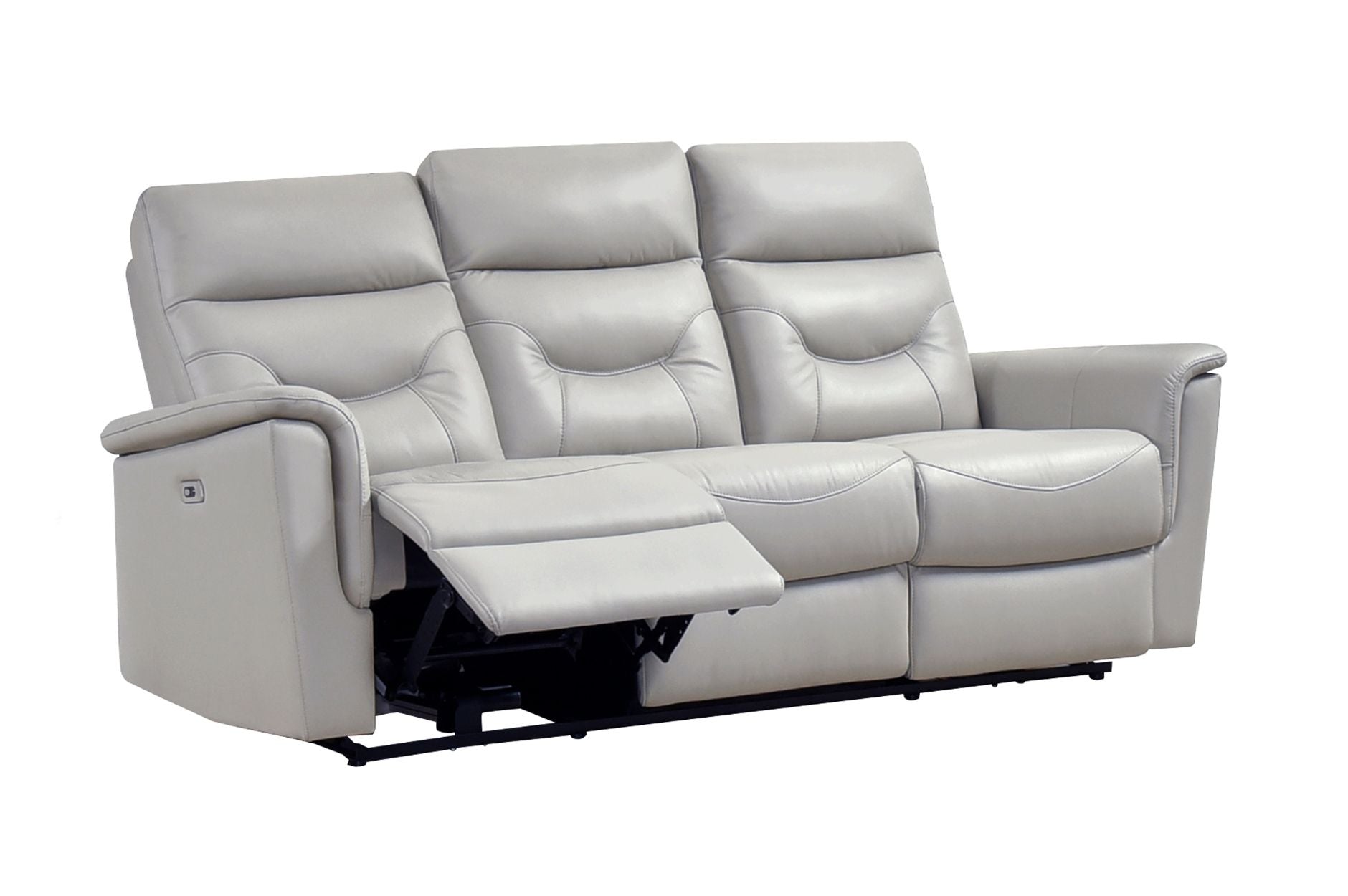 Anglesey Silver Top Grain Leather Power Recliner Set 9715SVE