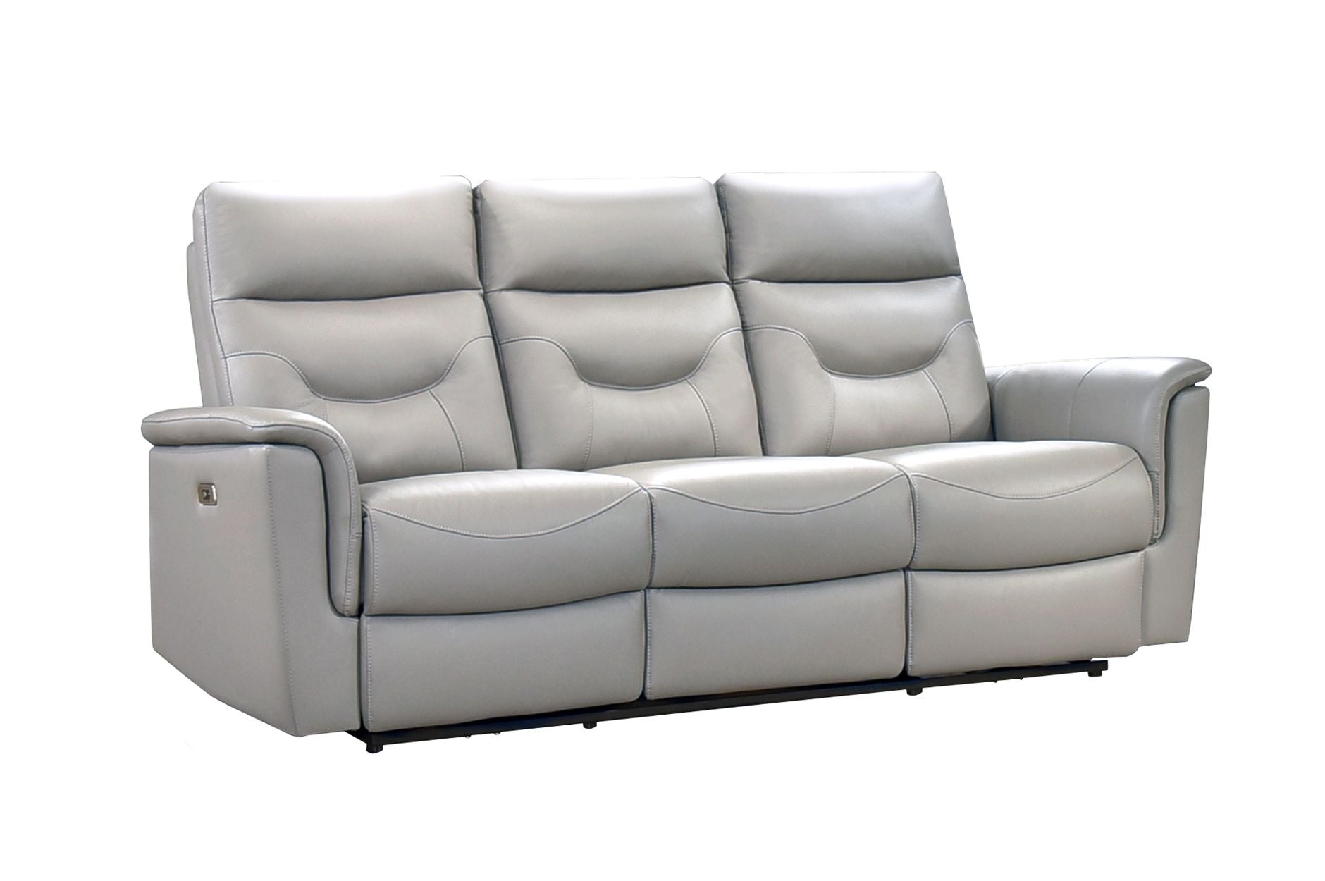 Anglesey Silver Top Grain Leather Power Recliner Set 9715SVE