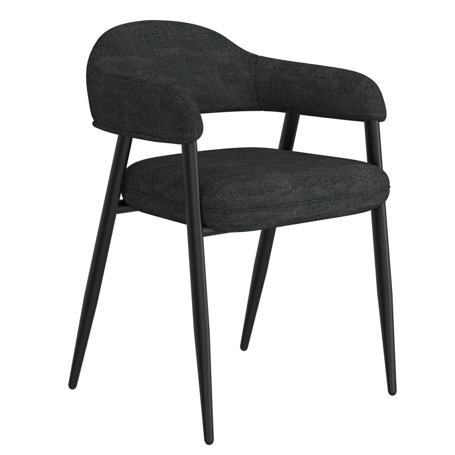 Archer Dining Chair, Set of 2, in Charcoal Fabric and Black 202-089