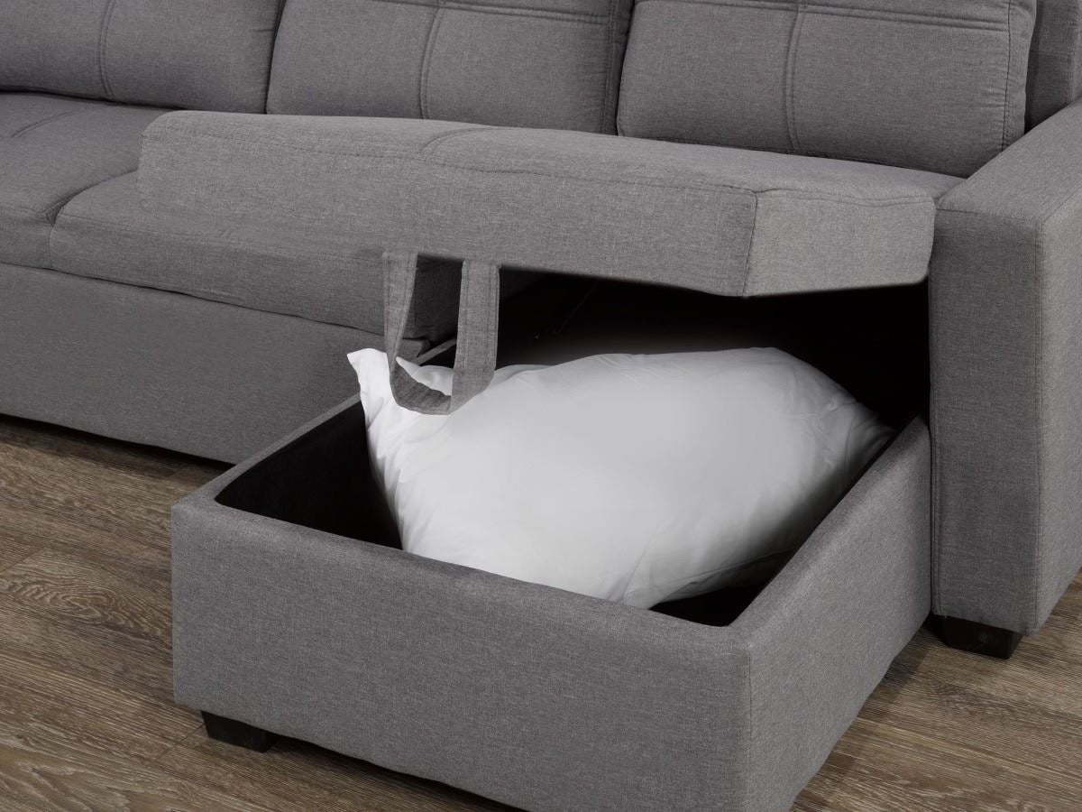 Aria Reversible Grey Fabric Sectional with Sofa Bed 20581(Discontinued)