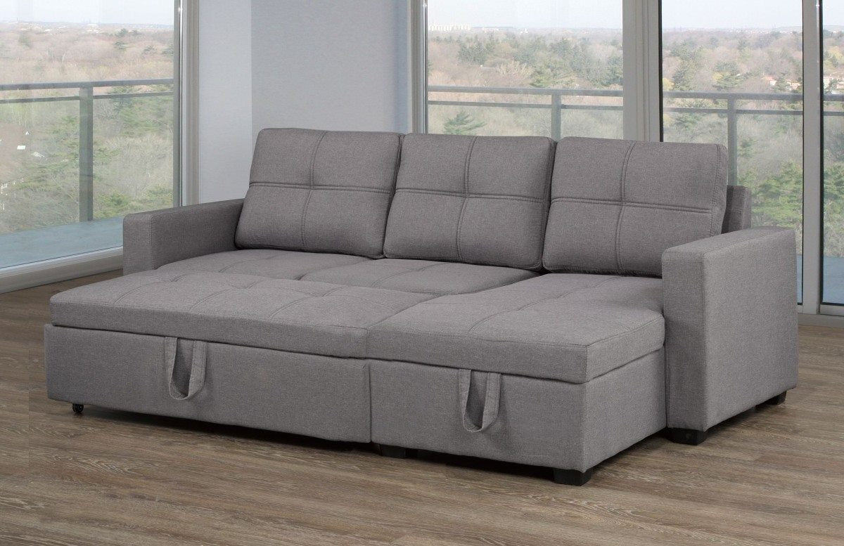 Aria Reversible Grey Fabric Sectional with Sofa Bed 20581(Discontinued)