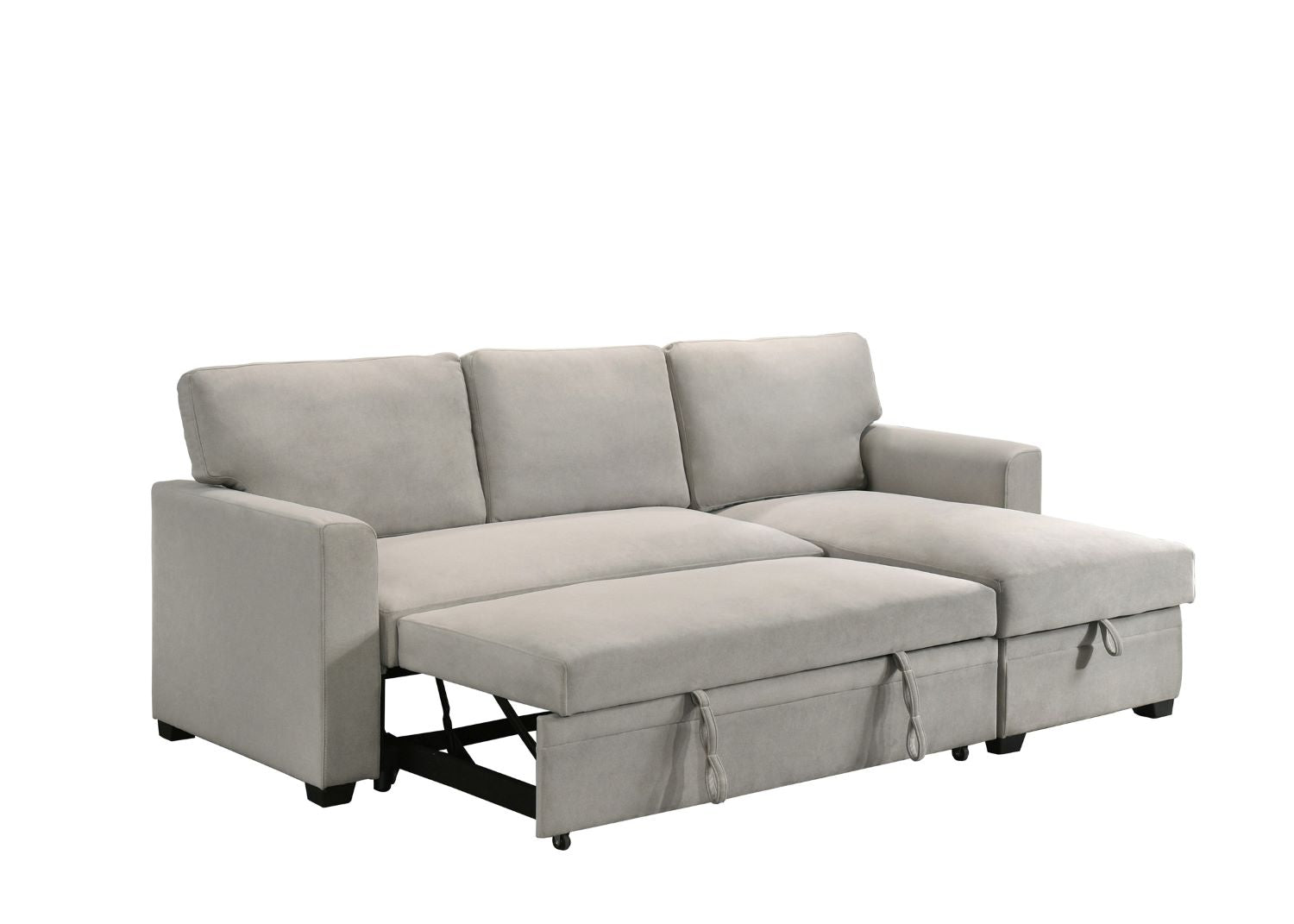 Ariadne Beige Fabric Reversible Sectional Sofa Bed 99073