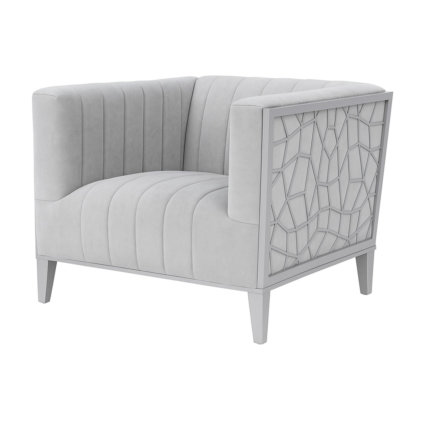 Ariel Silver Sofa Set with Chrome Mesh Design 3725