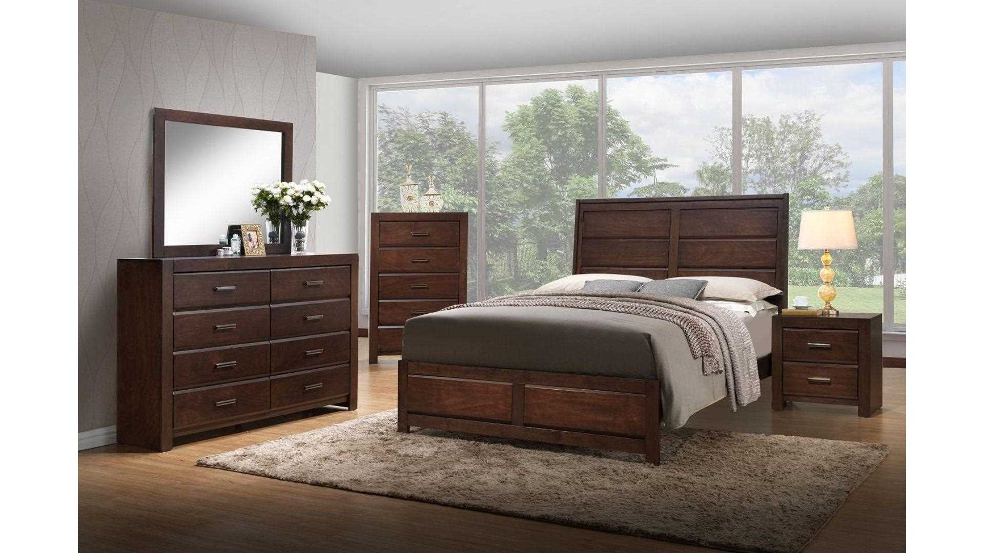 Athens Wooden Bedroom Set Dark Cherry 181
