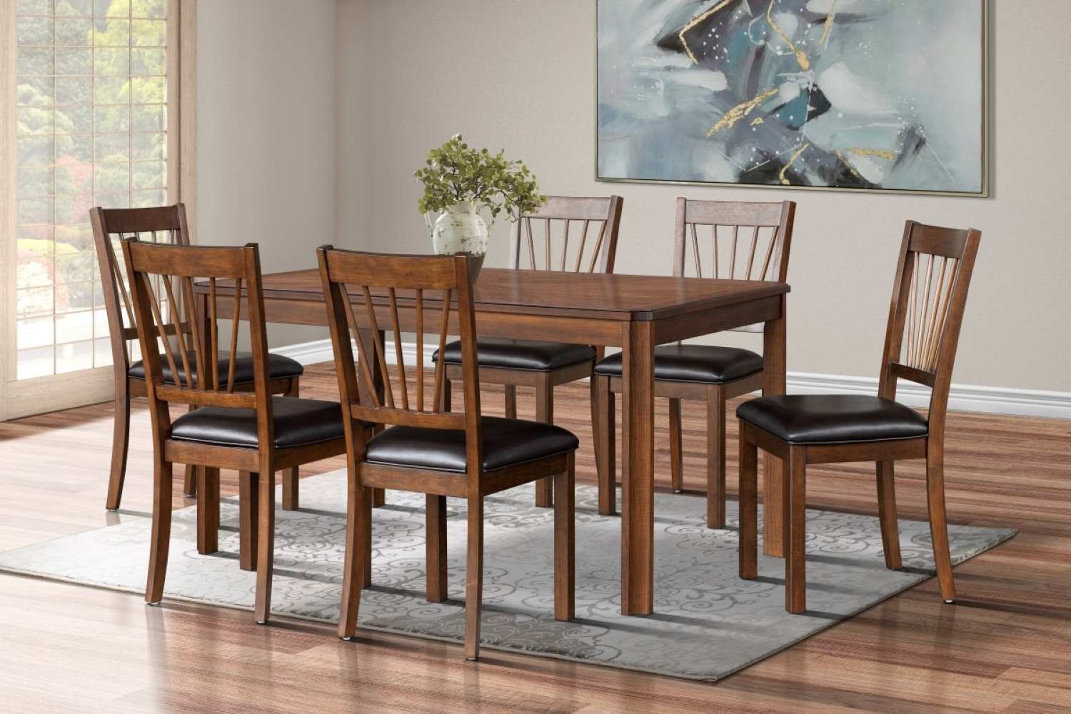 Aubin Espresso 7pc Wooden Dining Set 573322