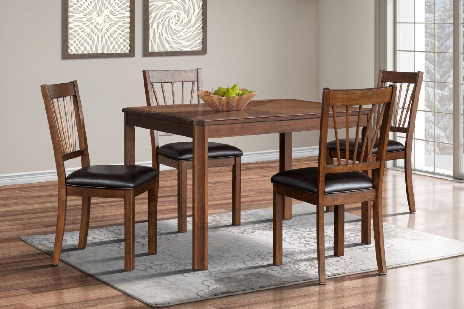 Aubin Espresso 5pc Wooden Dining Set 573321