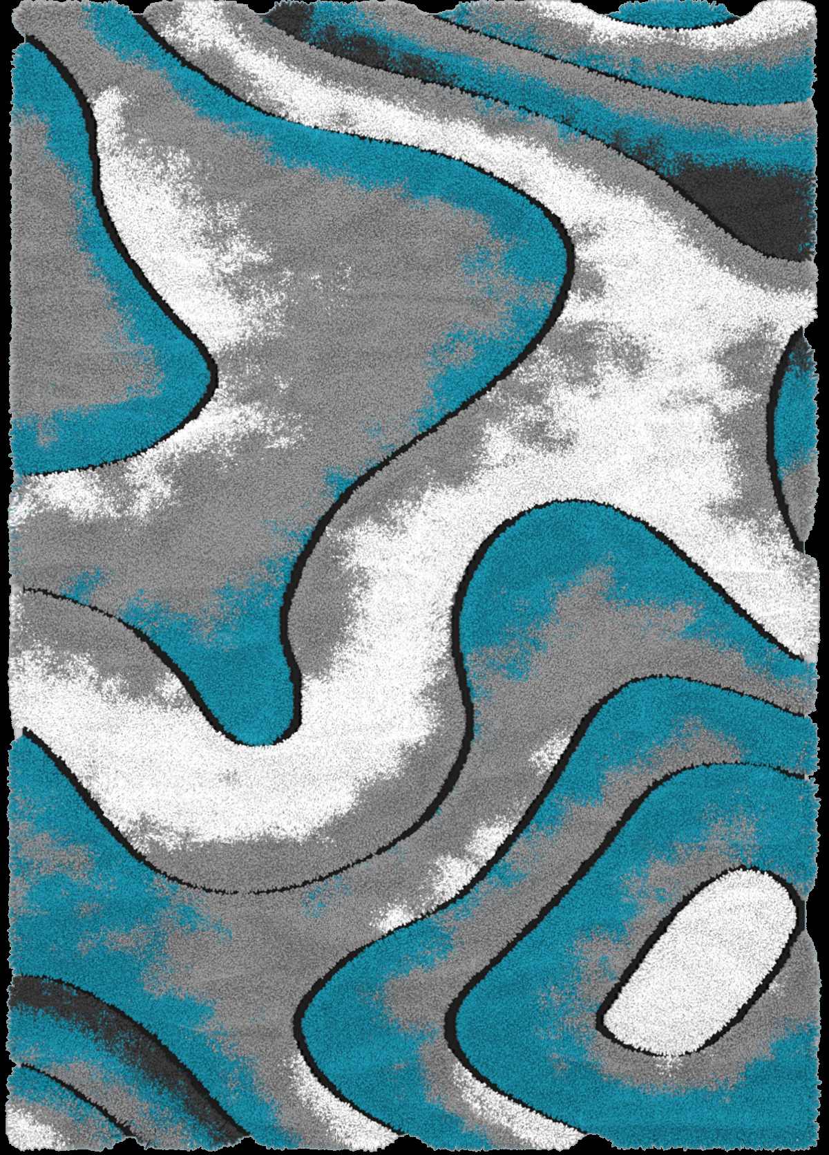 Auston Shaggy Rugs Collection Grey-Turquoiase P819A