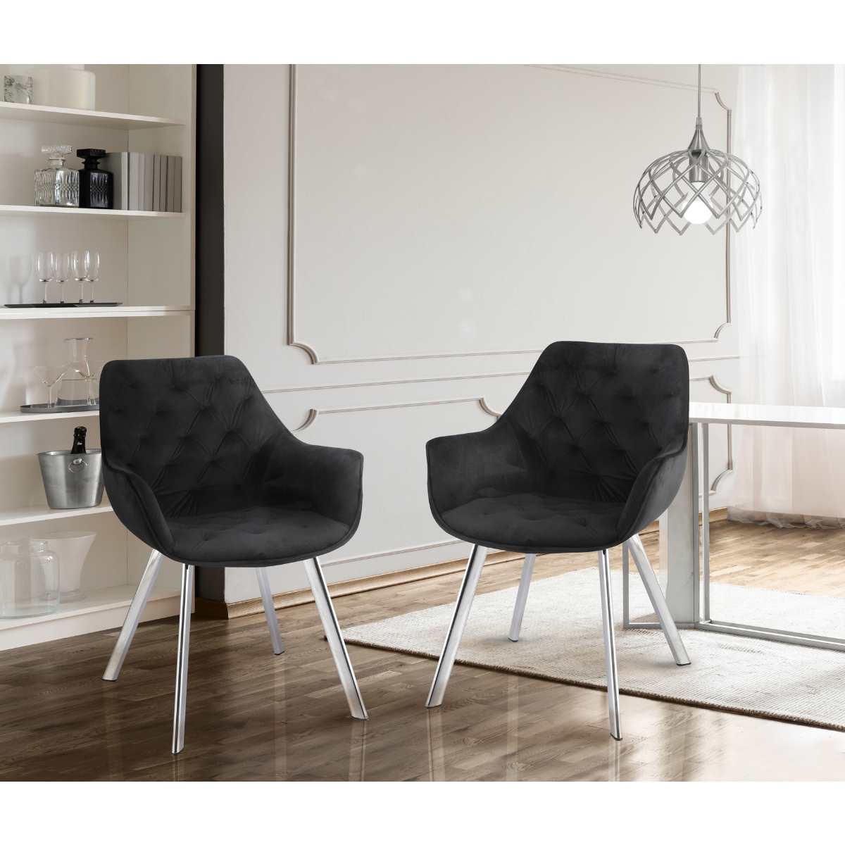 Ayami Chairs Set Of 2 Black With Chrome Legs 1322