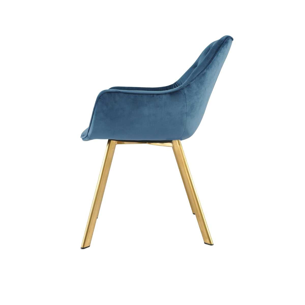 Ayami Chairs Set Of 2 Blue With Gold Legs 1322