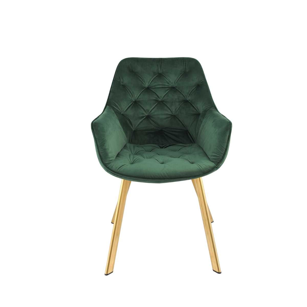 Ayami Chairs Set Of 2 Green With Gold Legs 1322