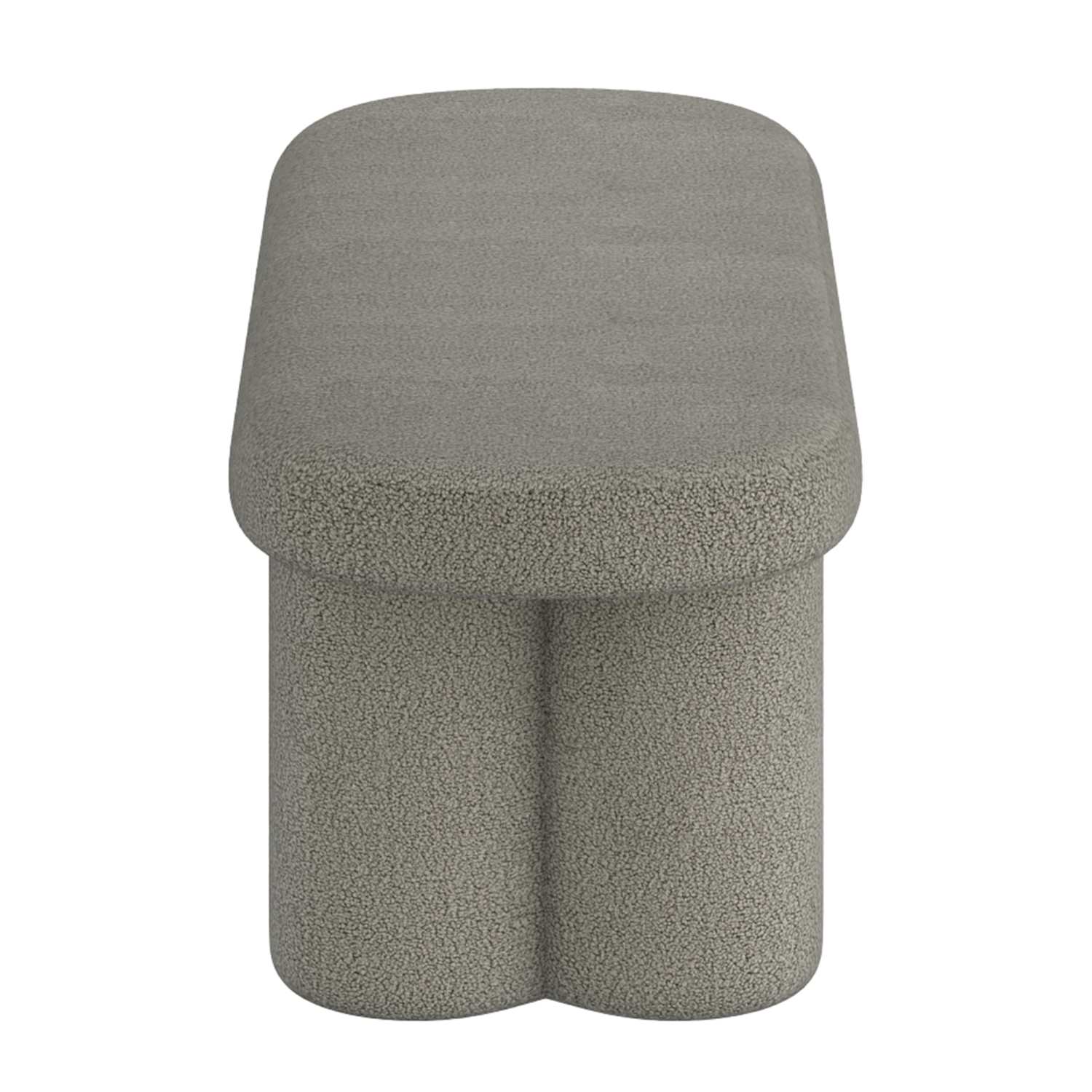 Azoro Warm Grey Boucle Fabric Bench 401-163WGY
