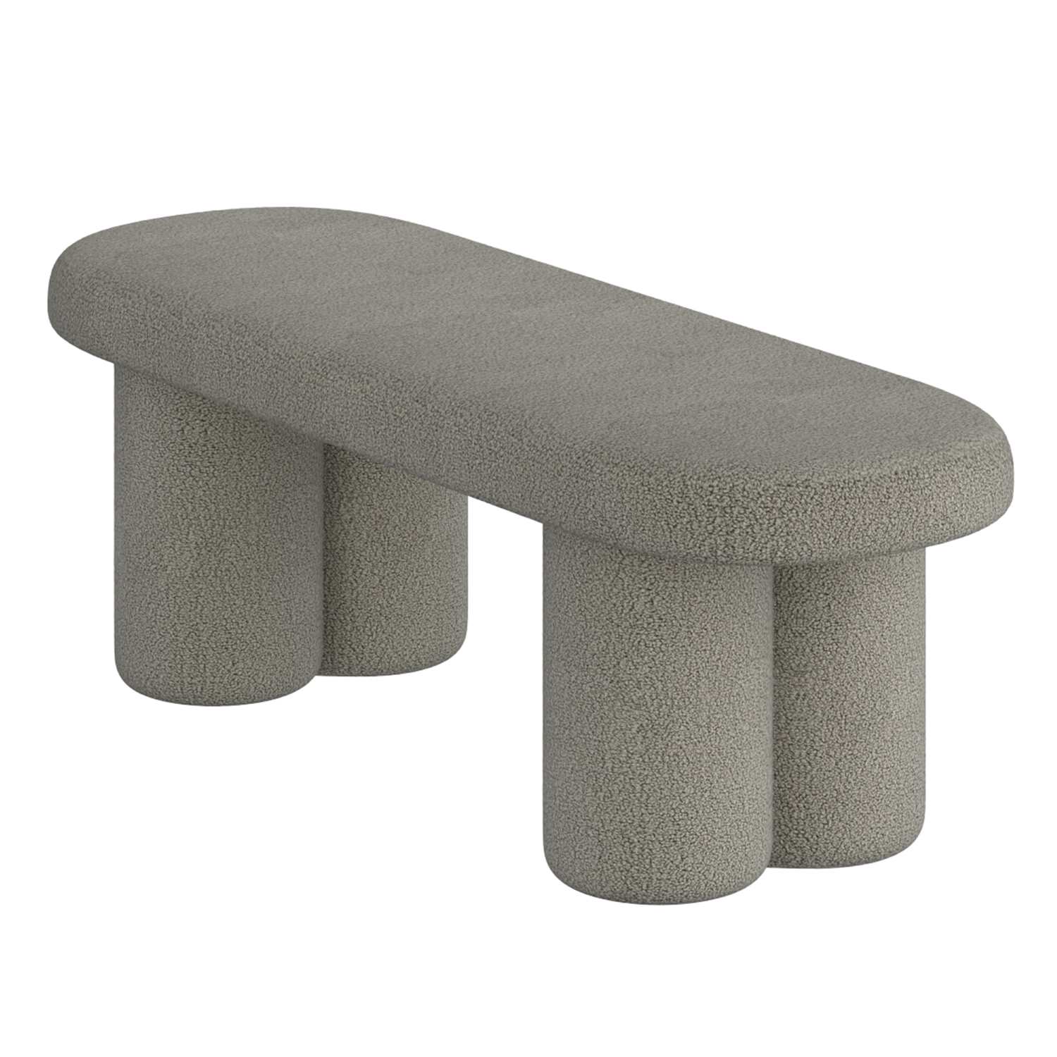 Azoro Warm Grey Boucle Fabric Bench 401-163WGY