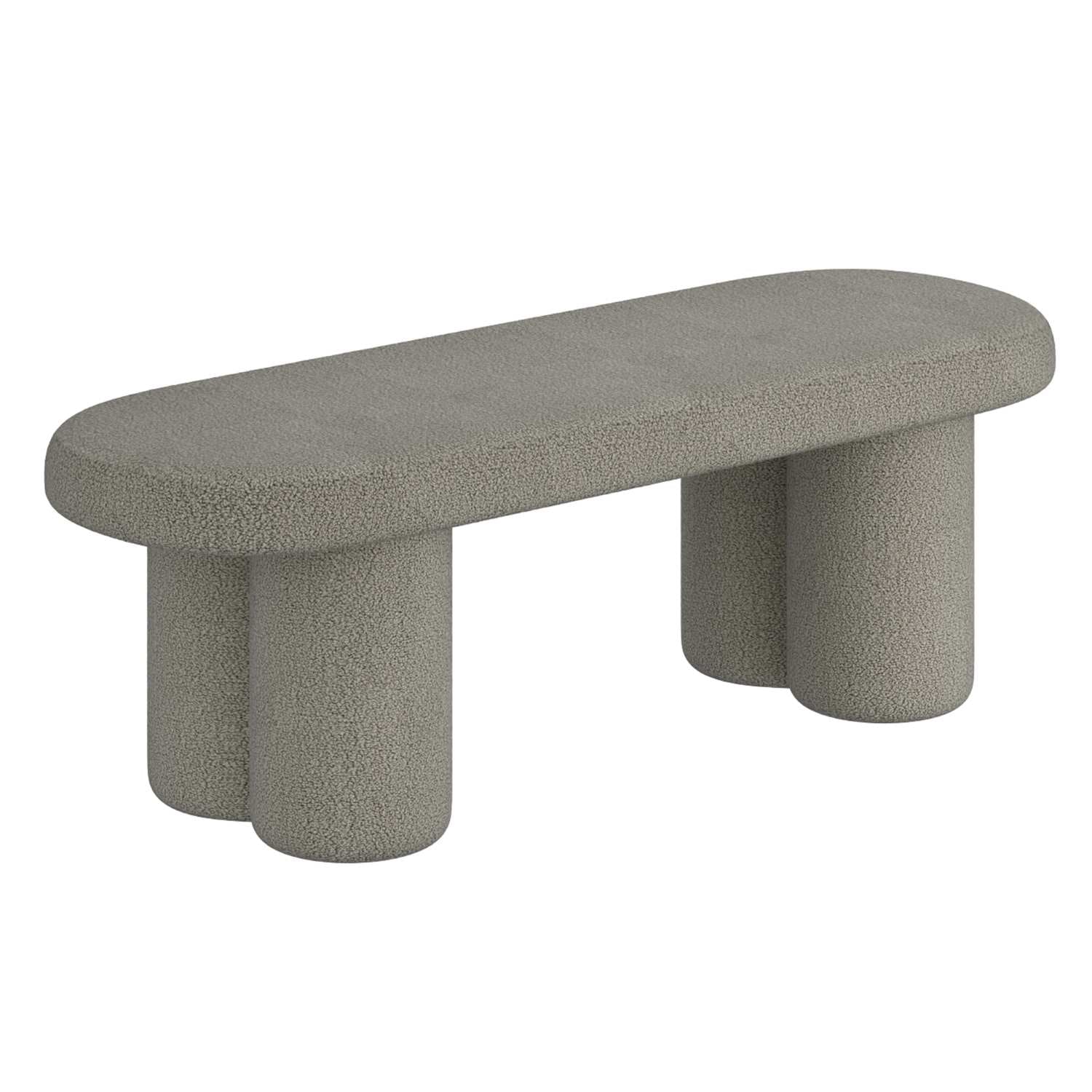 Azoro Warm Grey Boucle Fabric Bench 401-163WGY