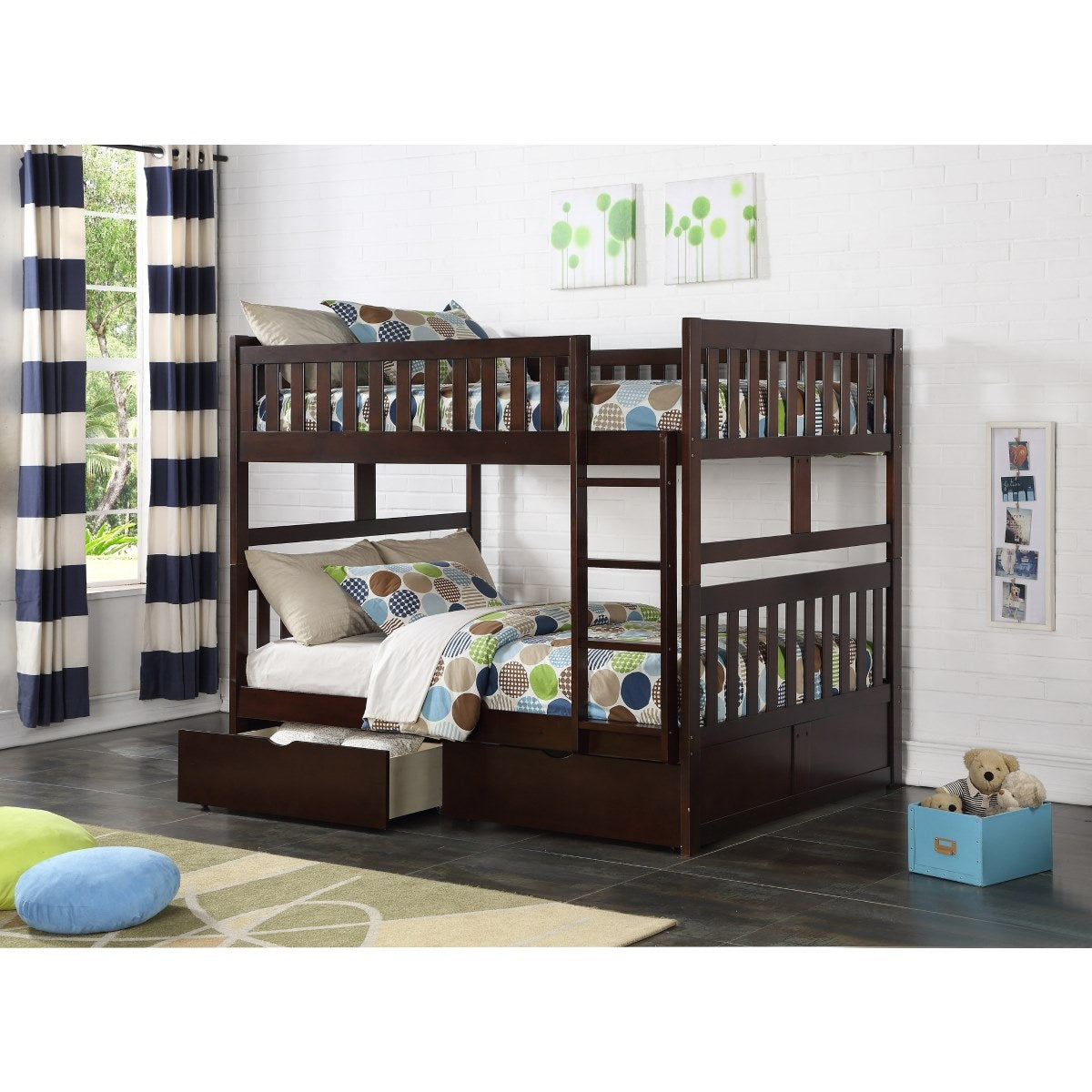 Rove Full Bunkbed with Storage Boxes Dark Brown B2013FFE-T