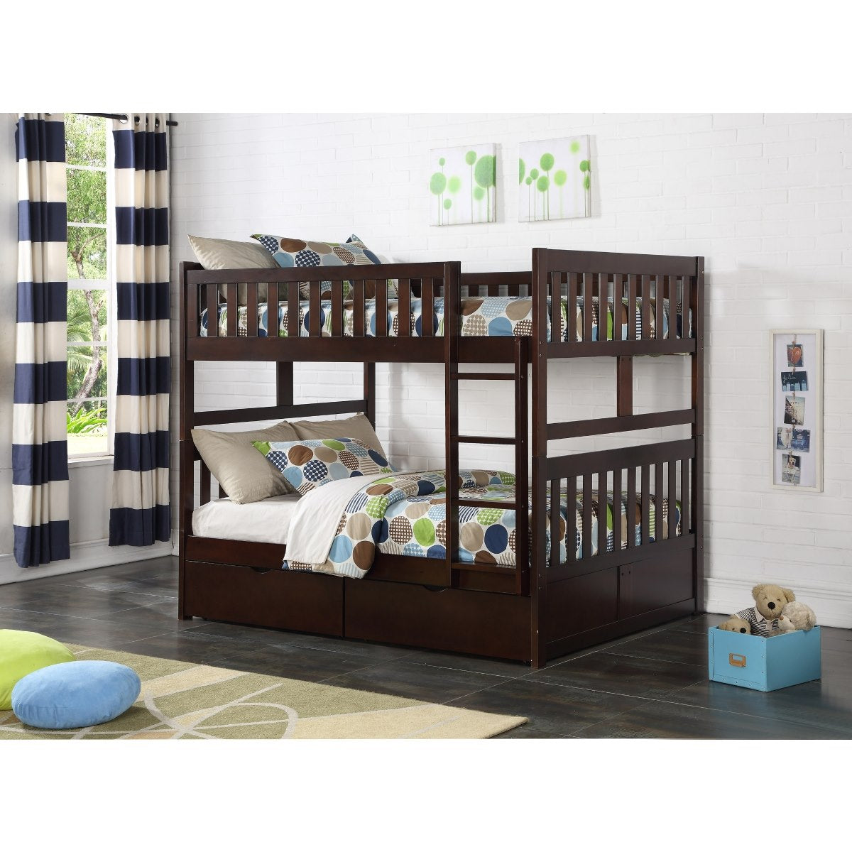 Rove Full Bunkbed with Storage Boxes Dark Brown B2013FFE-T