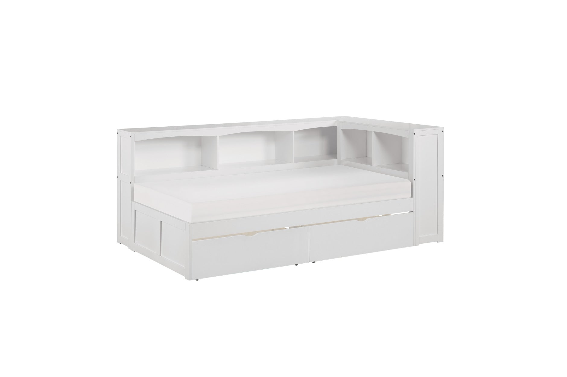 Youth Galen Twin Corner Bookcase Bed with Storage Boxes B2053BCWT