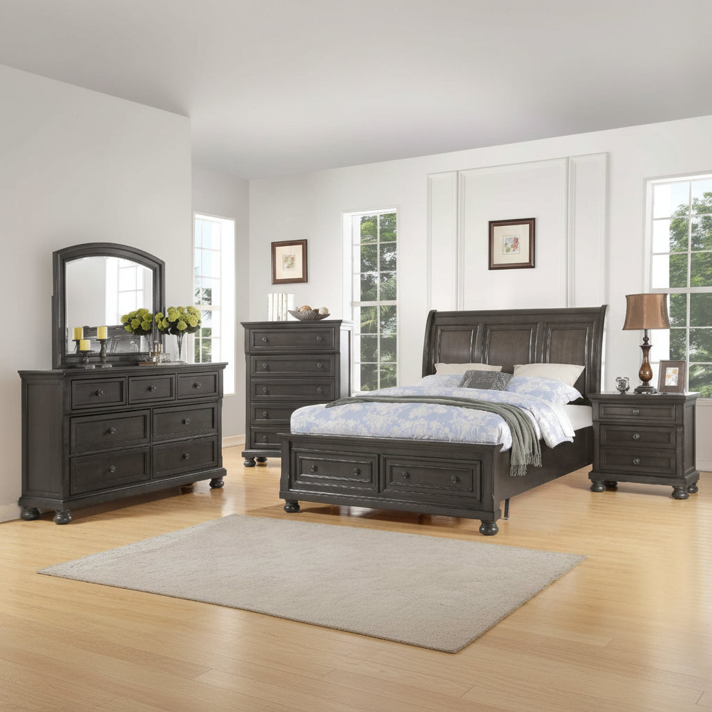 Baltimore Bedroom Set With Sleigh Headboard And Storage Footboard Grey 851