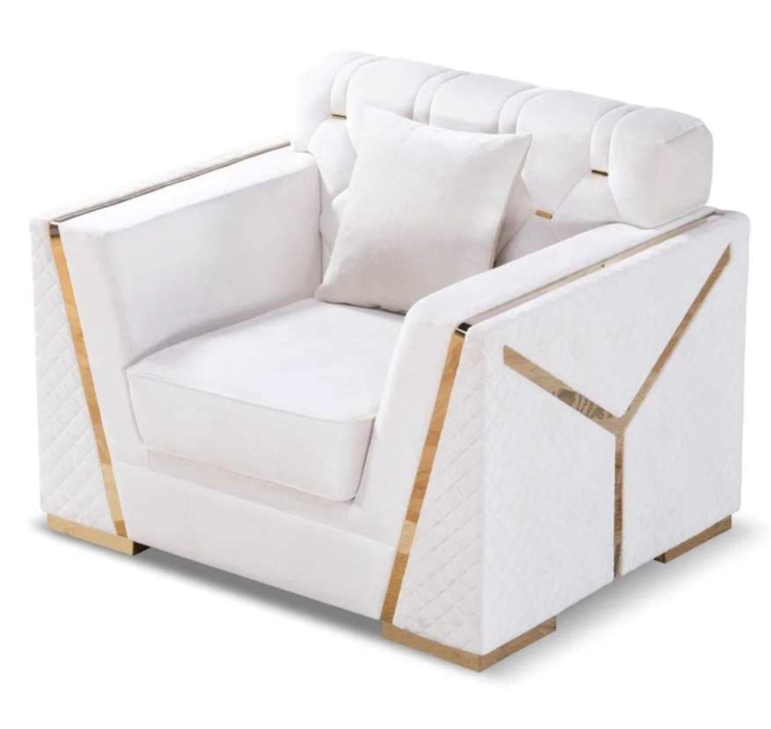 Beige Velvet 3pc Sofa Sets with Gold Accents YF07