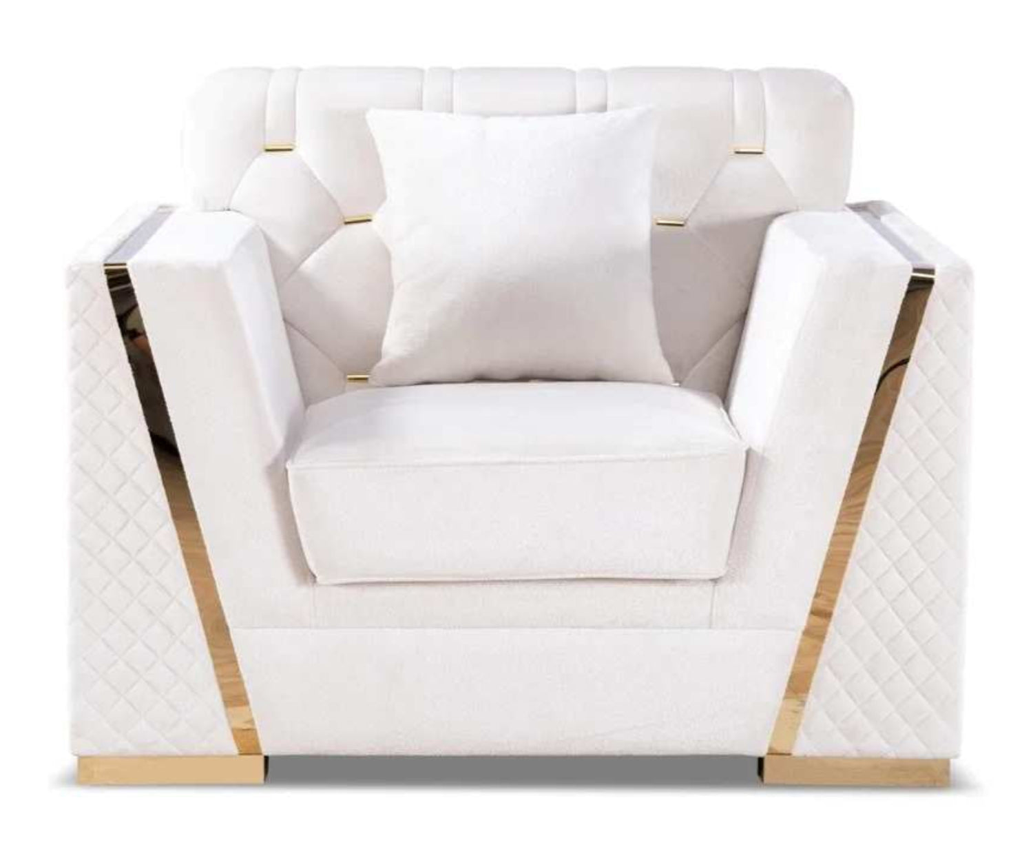 Beige Velvet 3pc Sofa Sets with Gold Accents YF07