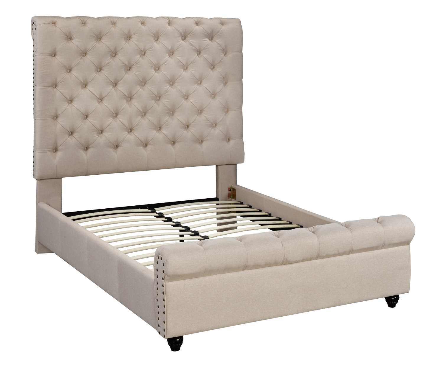 Beige Tufted King Platform Bed B2029K-BEI