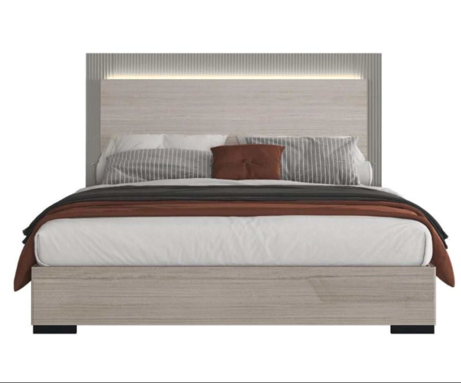 Bellamy Beige Agley Lacquer Bed with LED Headboard 1791